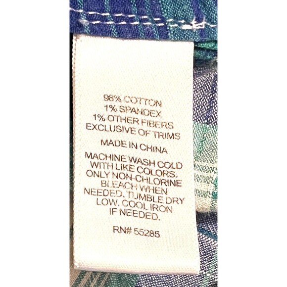 Express Top Long Sleeve Button Up Shirt Plaid Green Purple Sparkle Large Western - Picture 5 of 5